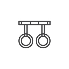 Gymnastic rings outline icon. linear style sign for mobile concept and web design. Sports equipment simple line vector icon. Symbol, logo illustration. Pixel perfect vector graphics