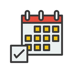 calendar icon, flat with outline design vector pixel perfect