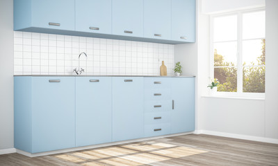 Fototapeta na wymiar blue stylish kitchen