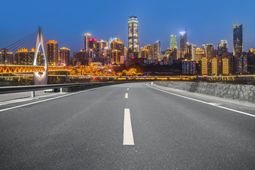 Obraz premium Road pavement and Chongqing urban architecture skyline