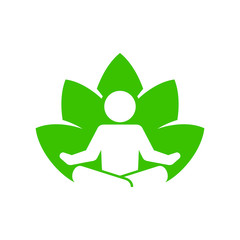 Yoga Fitness Icon. Lotus Position on White Background. Vector