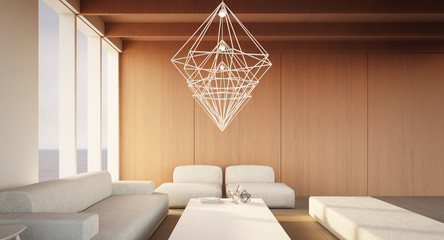 Beach luxury living on Sea view / 3d rendering 