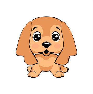 Vector Stock Illustration isolated Emoji character cartoon dog embarrassed, shy and blushes sticker emoticon
