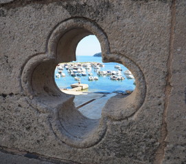 Pile gate bridge view through to the old harbour Dubrovnik Croatia