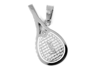 Jewelry pendants. Tennis racket. Stainless steel.
