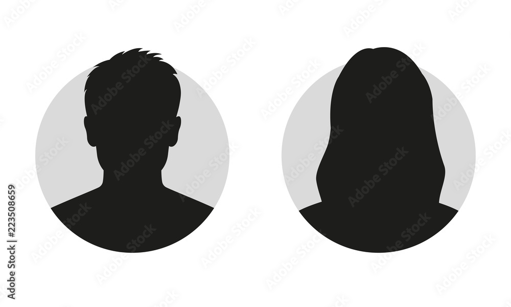 Wall mural male and female face silhouette or icon. man and woman avatar profile. unknown or anonymous person.  - Wall murals