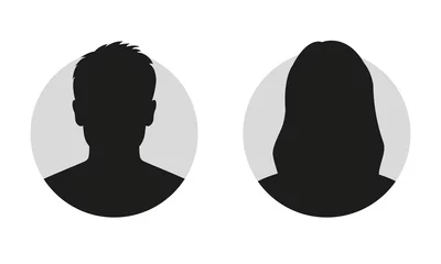 Fotobehang Male and female face silhouette or icon. Man and woman avatar profile. Unknown or anonymous person. Vector illustration. © metelsky25