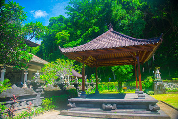 Fototapeta premium Goa Lawah Temple in Bali, Indonesia. Bali is an Indonesian island and known as a tourist destination. Majority of people in Bali believe in the Hindu religion.