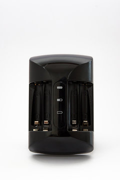 Black Battery Charger on White Background