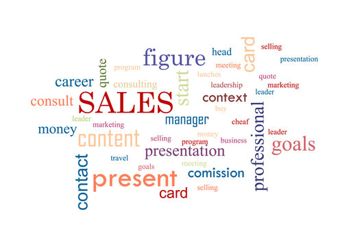 Sales. Collage of words Vector illustration