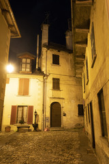 Malesco, Italy: the old town by night