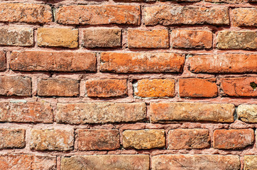 Brickwork, old wall of red brick. Building, old house