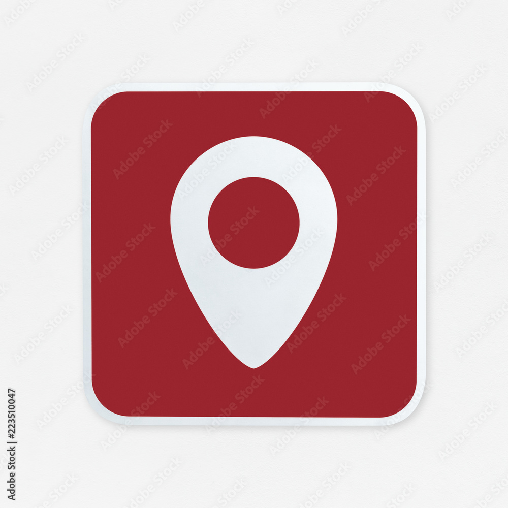 Poster check-in pin red button icon isolated