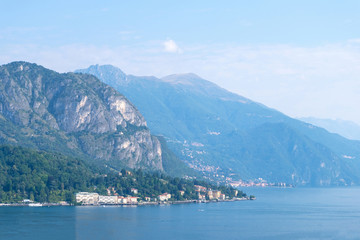 Fototapeta na wymiar Lake Como with mountains and buildings