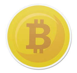 Flat golden Bitcoin icon illustration