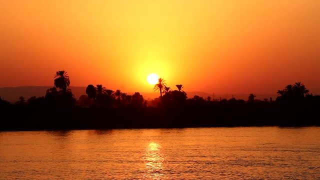 View of Beautiful sunset from a Nile river cruise
