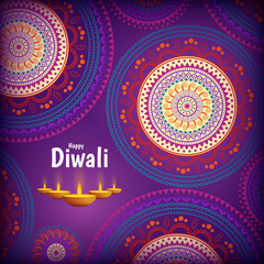 Vector Illustration on the theme of the holiday diwali. Deepavali light and fire festival.  Vector background of ornament.
