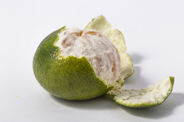 Tangerine peel on the white background. citrus fruit.