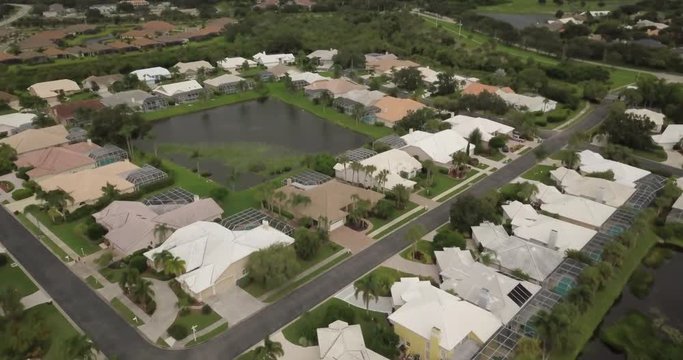 Drone of development in Sarasota view of pond