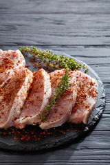 Center cut pork loin with spices, vertical