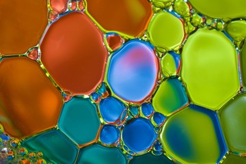 abstract colorful oil and water bubbles