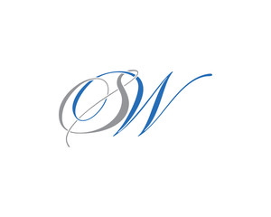Elegant Script Letter S W Logo Icon 001