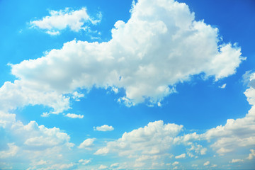 View of beautiful blue sky with fluffy clouds