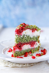 Spinach and raspberry layer cake