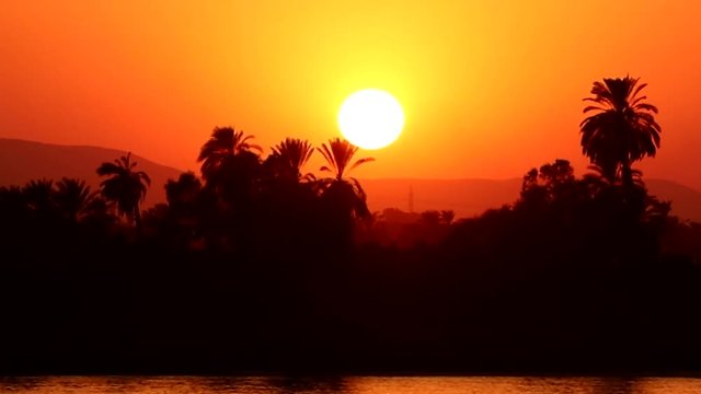 View of Beautiful sunset from a Nile river cruise