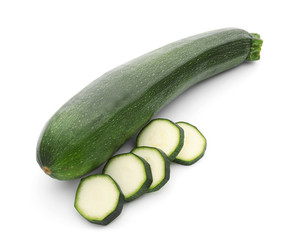 Fresh zucchini on white background