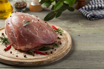 Raw whole ham.