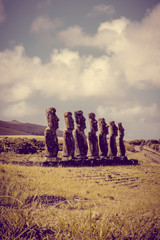 Moais statues, ahu Akivi, easter island