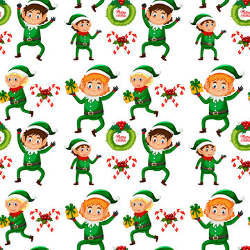 Christmas elf seamless background