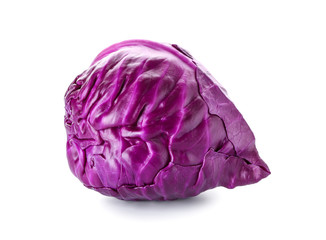 Ripe red cabbage on white background