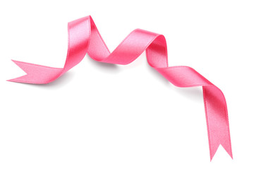 Pink ribbon on white background