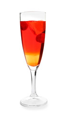 Fresh summer cocktail in glass on white background