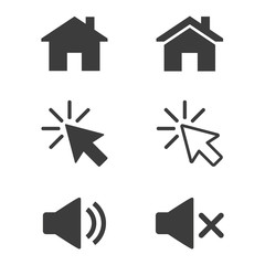 Web and mobile icons set on white background.