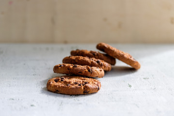 Oatmeal cookies on a wooden table