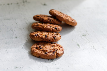Oatmeal cookies on a wooden table