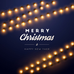 Christmas background with Christmas lights. Vector illustration.