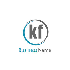 Initial Letter KF Logo Template Design