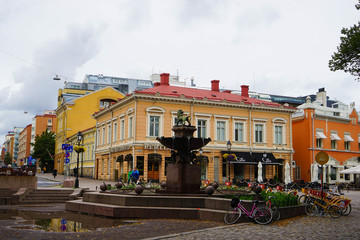 Urban Streets And Building of Turku City In Finland During Summer