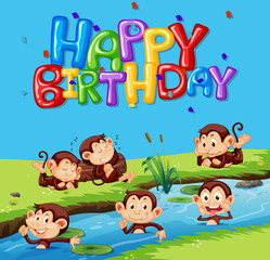 Happy birthday template with monkey