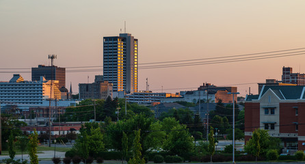Sunset in Downtown South Bend, IN - obrazy, fototapety, plakaty