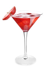 Fresh summer cocktail in glass on white background