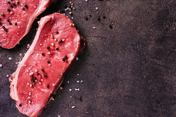 Two peaces of beaf steak seeing from above