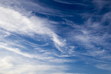 Plumose clouds in the blue sky