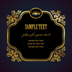 Gold  frame at victorian style with crown