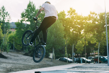 BMX Rider In Skatepark training outdoor © karrastock