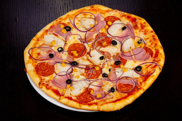 Delicious meat pie pizza